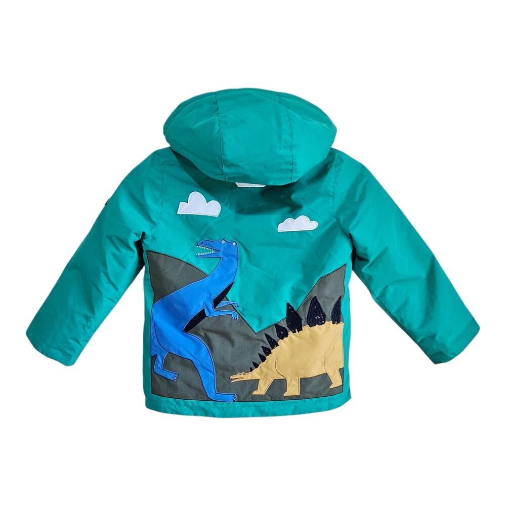 JOULES Boy's Size 6 Yr Morgan Dino Jacket Coat Hood Full Zip & Snap Fleece Lined
